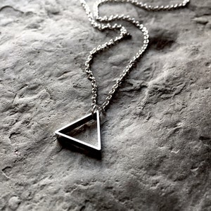 Silver Triangle Necklace / Unisex Silver Necklace image 2