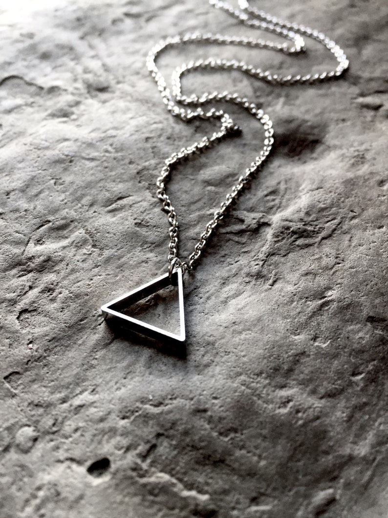 Silver Triangle Necklace / Unisex Silver Necklace image 2
