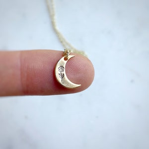 Moon Flower Necklace / Celestial Botany / Gold Crescent Moon Necklace / Celestial Jewelry / Dainty Gold Necklace / Flower Child / Bohemian