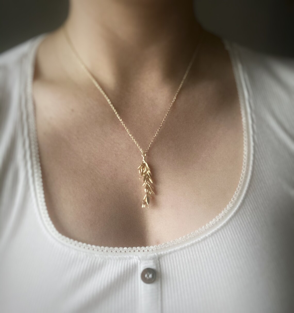 Gold Rosemary Necklace / Herb Necklace / Rosemary Herb / Gold Etsy