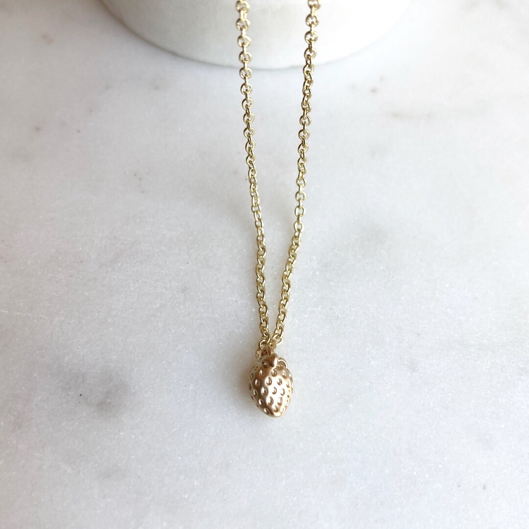 Wild Strawberry Necklace / Gold Strawberry Fruit Necklace/ Fruit ...