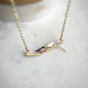 Robin Bird Necklace / Gold Bird Necklace / Red Breasted Robin / Lovebirds / Bird Jewelry / Minimalist Necklace / Dainty Gold Necklace