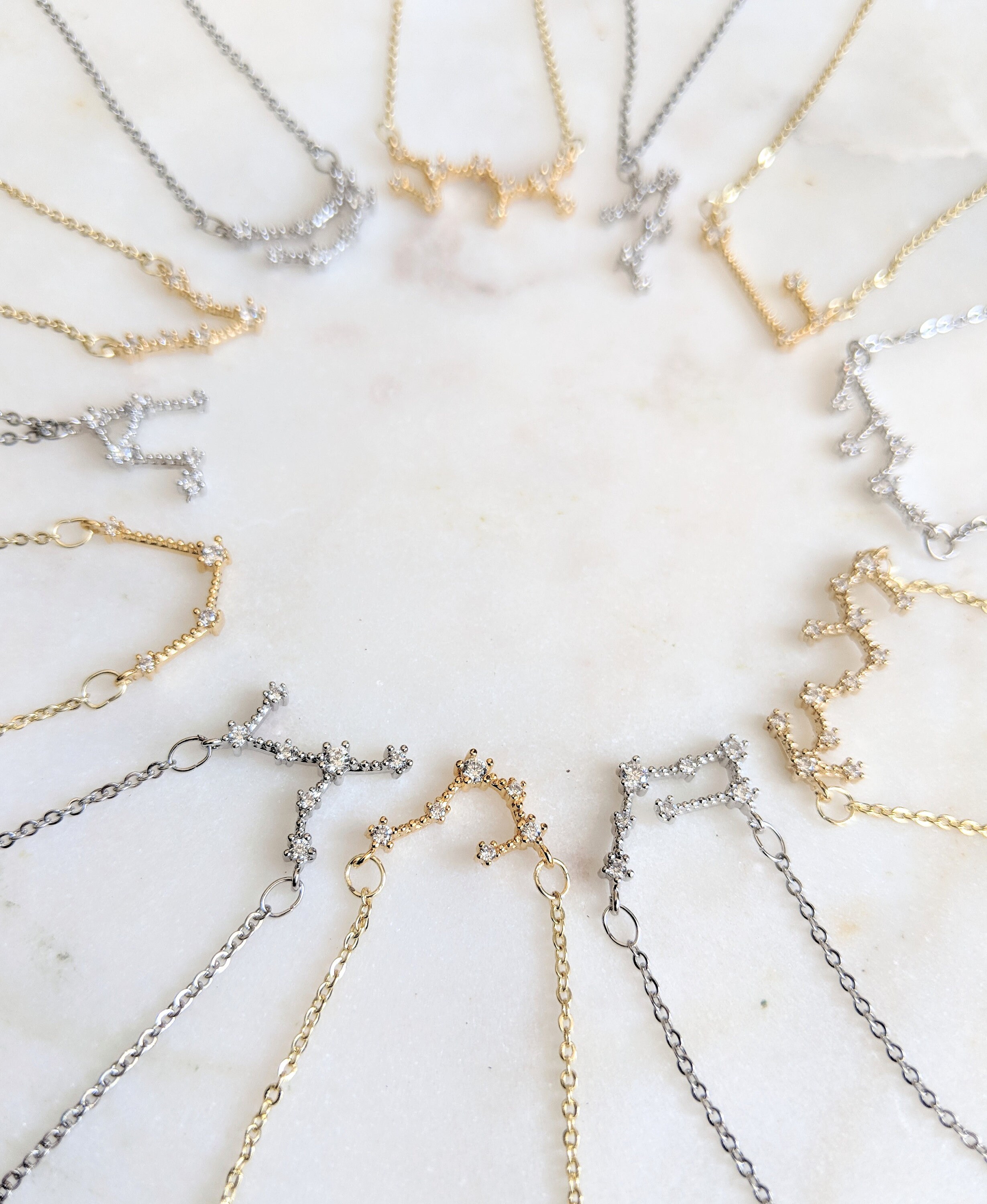 Gold Constellation Necklace / Zodiac 
