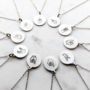 Sign Language Letter Necklace - Silver Letter Necklace - American Sign Language - ASL - Interpretor Gift - Sign Language Initial Necklace