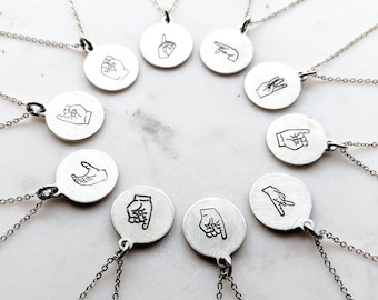 Sign Language Letter Necklace - Silver Letter Necklace - American Sign Language - ASL - Interpretor Gift - Sign Language Initial Necklace