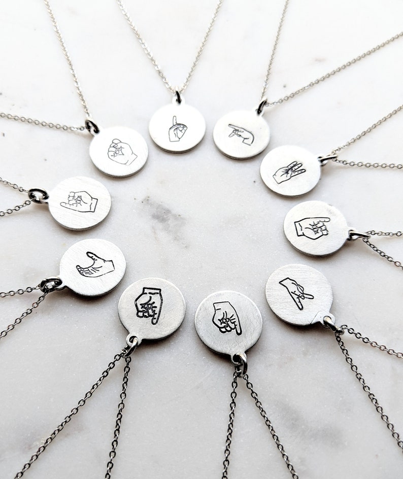 Sign Language Letter Necklace Silver Letter Necklace Etsy