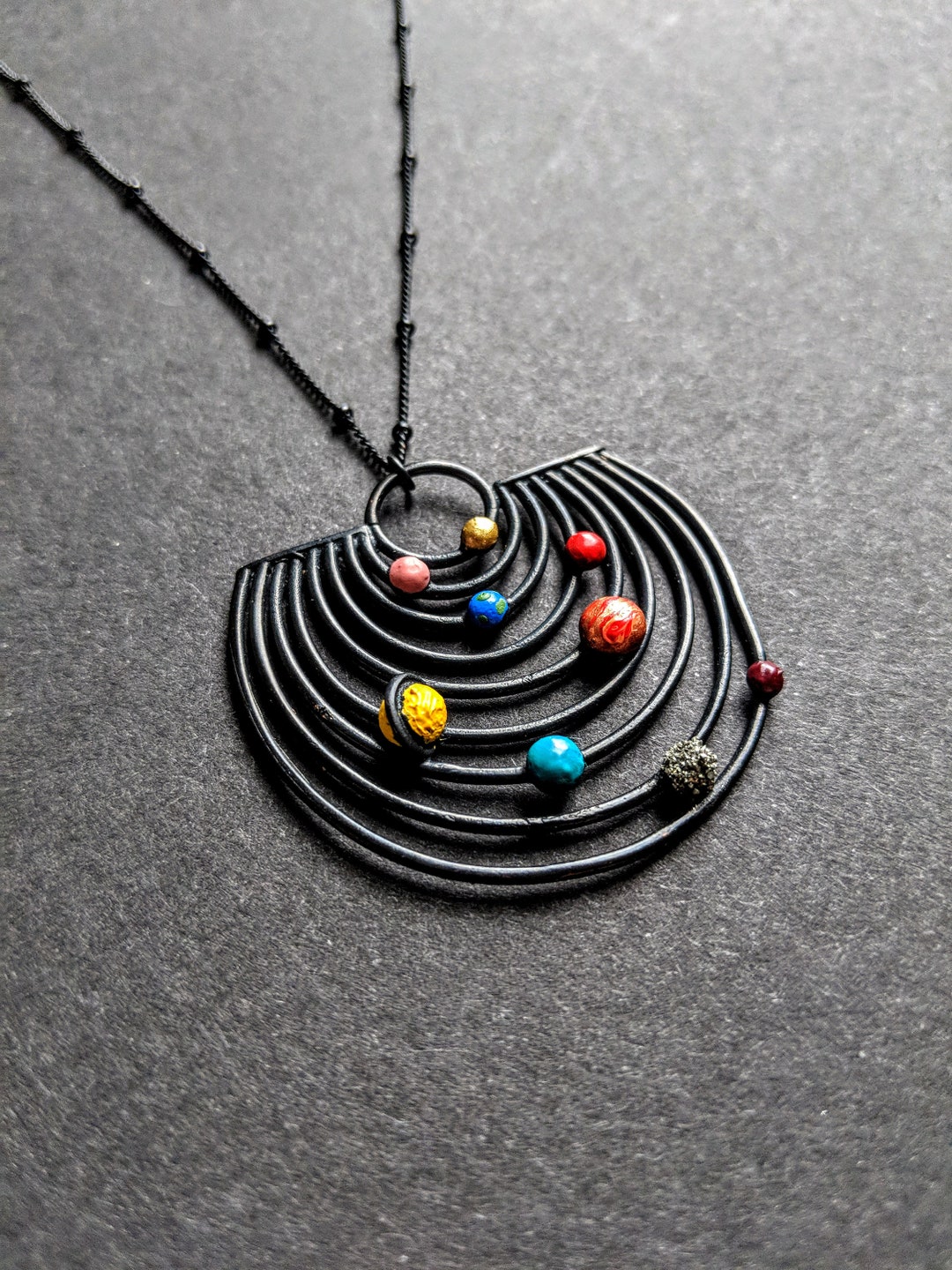 Solar System Orbit Necklace / Planets Jewelry / Galaxy Necklace / Outer ...