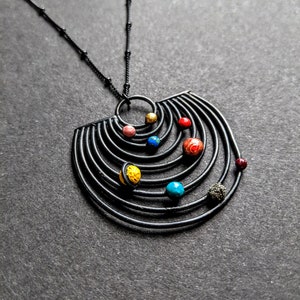 Solar System Orbit Necklace / Planets Jewelry / Galaxy Necklace / Outer Space Jewelry