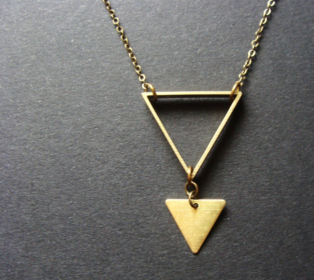 Brass Triangle Necklace / Geometric Jewelry / Sacred Geometry - Etsy