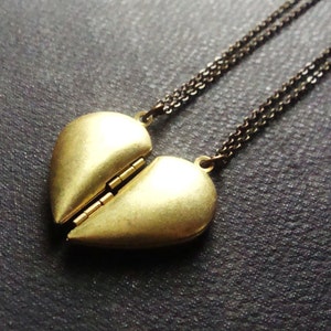 Half Heart Locket Necklace / Best Friend Necklace Set / Mother Daughter Lockets