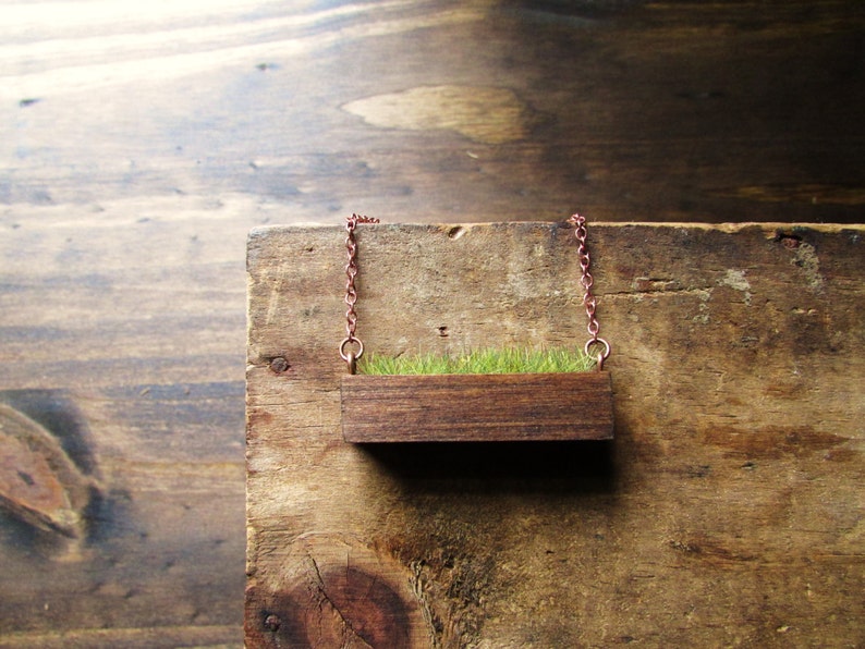 Wooden Necklace / Real Moss Necklace / Grass Necklace / Green Etsy