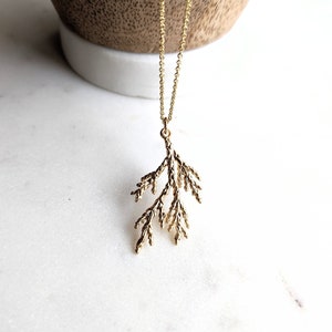 Pine tree Necklace - Cypress Leaf - Gold Leaf necklace - pinecone - gold pine cone - forest jewelry - nature