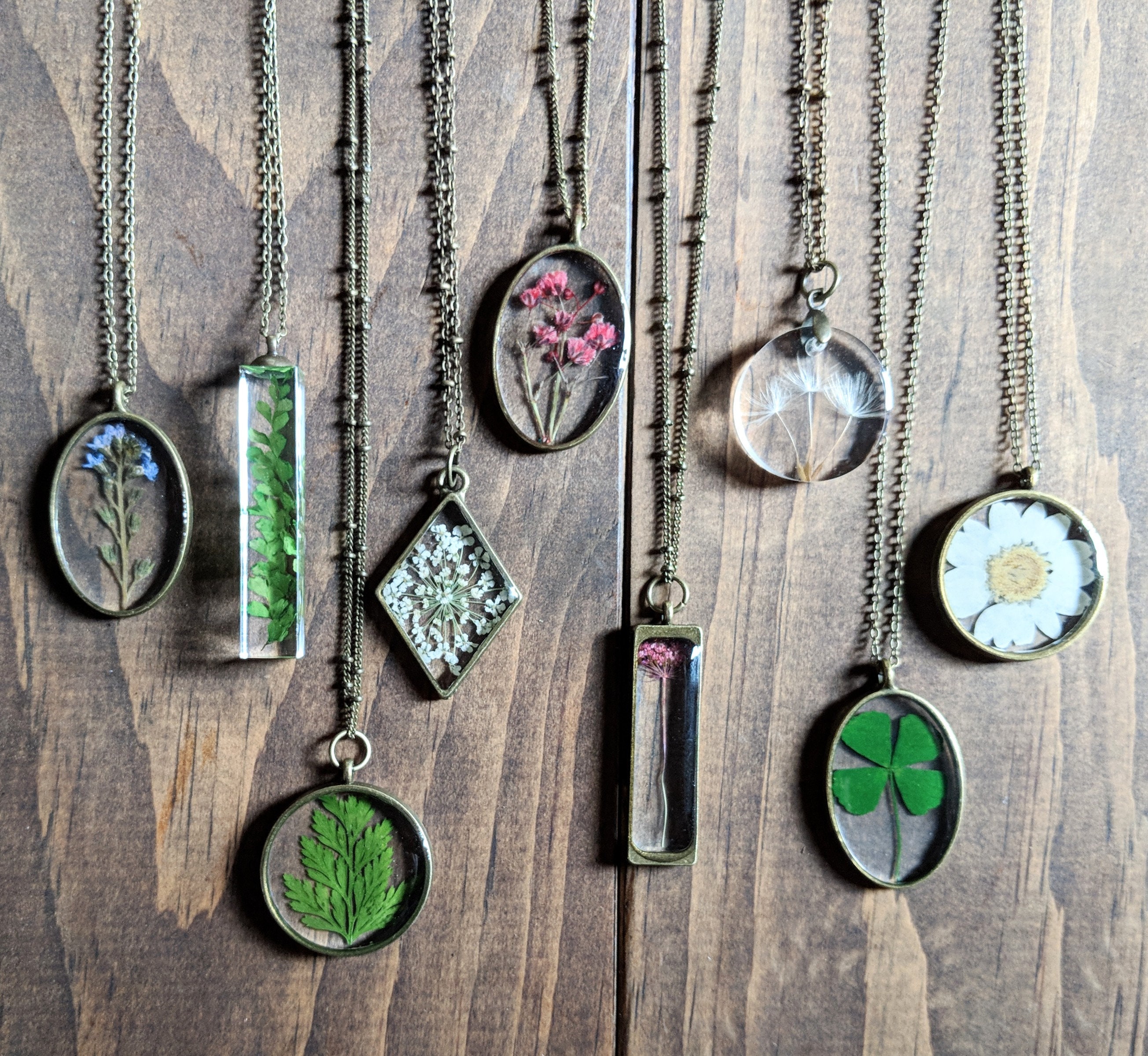 Real Plant Necklace Pressed Greenery Flower Necklace Etsy