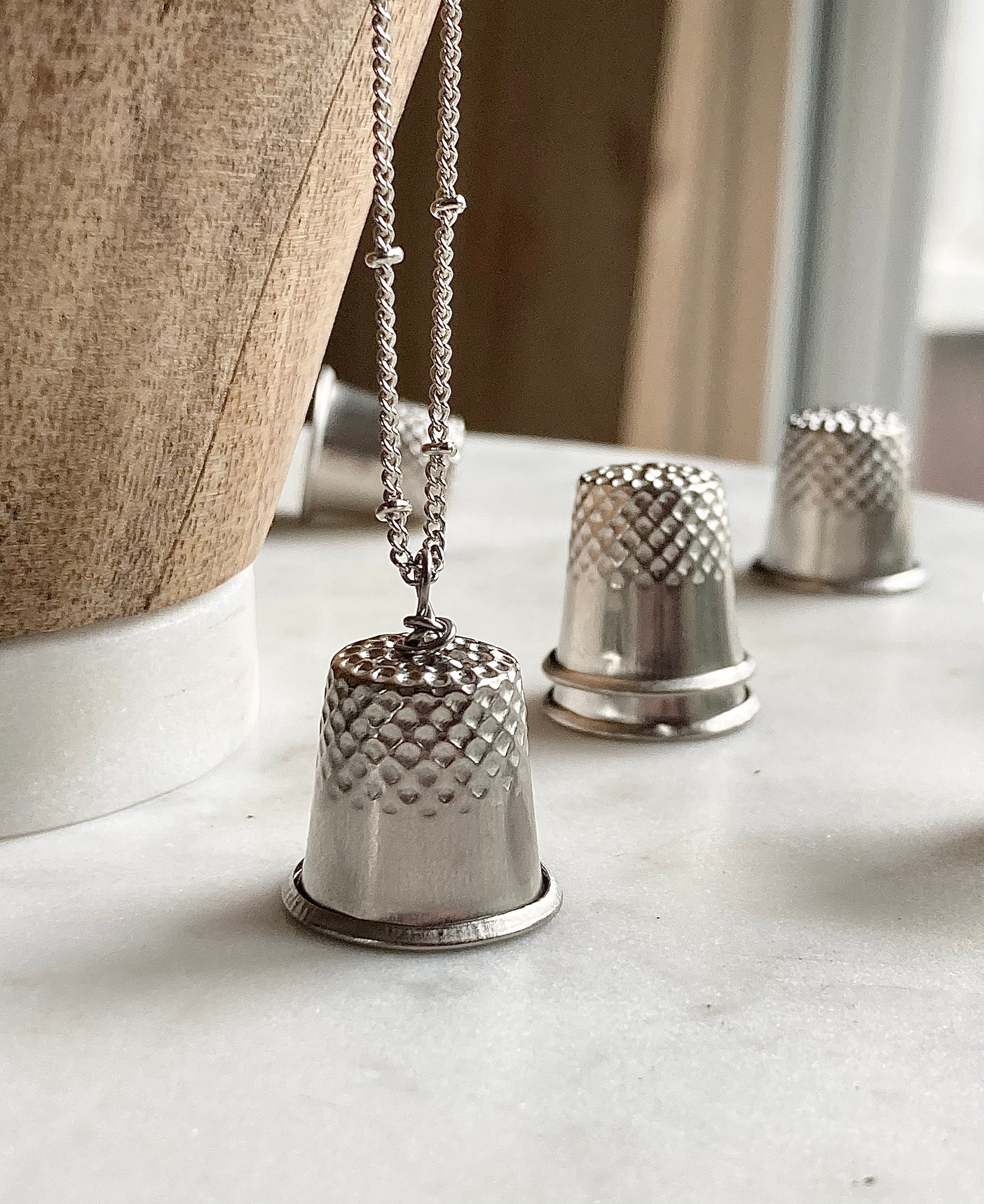Simple Thimble Necklace / Sewing Gift / Seamstress Gift