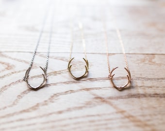 Antlers Necklace / Antler Necklace / Rose Gold Antler Necklace / Gold Antler Jewelry / Dainty Antler Necklace / Hunter Necklace