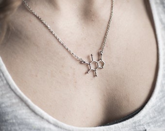 Caffeine Molecule Necklace, Caffeine Necklace, Molecule Necklace, Coffee Lover, Caffeine, Chemistry Necklace, Biology, Science Necklace