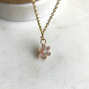 Botanical Opal Flower Necklace / Flower Jewelry / Forget Me Not / Dainty Flower / Delicate Gold Necklace image 3