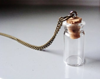 Miniature Bottle Necklace / Bottle Necklace / Jar Necklace / Flask Necklace / Empty Vial Necklace / Vile / Terrarium / Terrarium Necklace