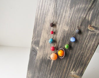 Planets Necklace / Solar System Necklace / Space Necklace / Planet Jewelry / Galaxy Necklace / Nebula Necklace