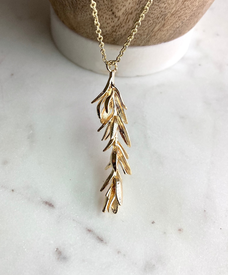 Gold Rosemary Necklace / Herb Necklace / Rosemary Herb / Gold Etsy
