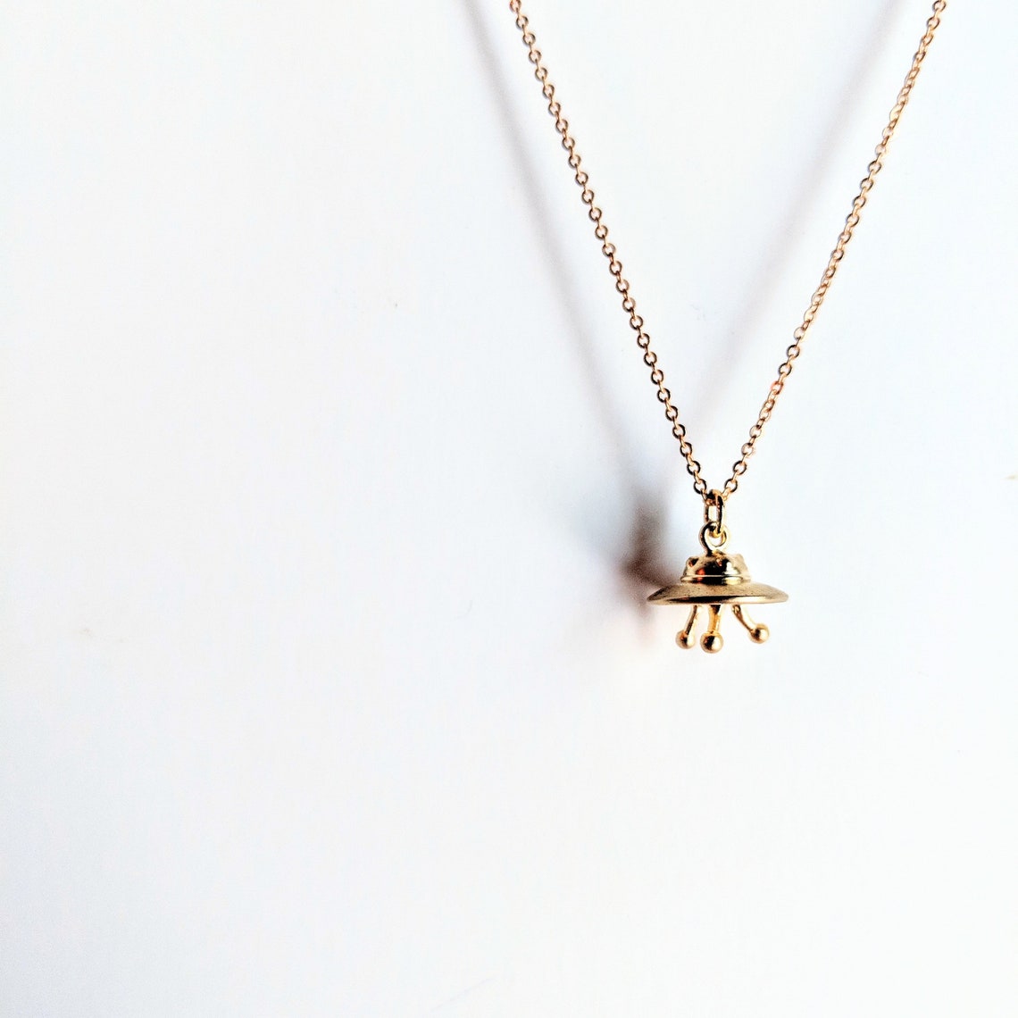 Gold UFO Necklace  Spacecraft Necklace  Spaceship  UFO  image 0