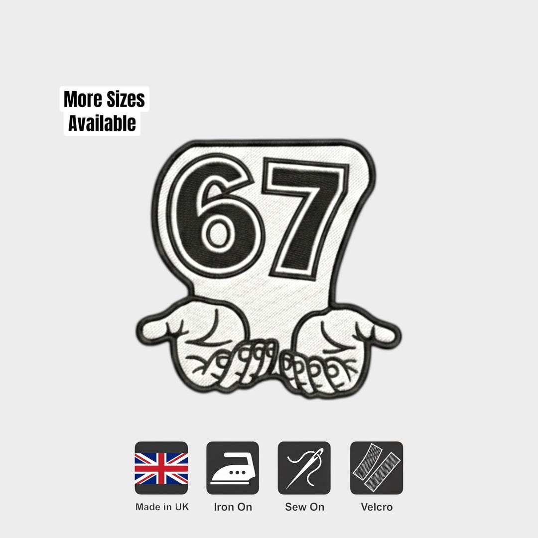 67 Hands Six Seven Viral Kids Meme Embroidered Patch, Tween Trendy ...