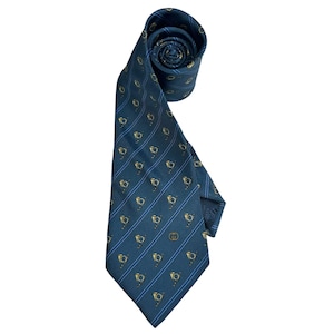 Vintage Gucci Silk Tie: Blue French Horn Pattern, Made in Italy Necktie