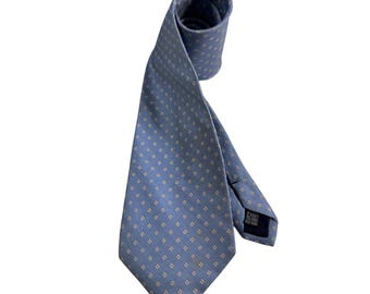 Vintage Monsieur Givenchy Silk Tie Light Blue Geometric Medallion Pattern, Authentic Givenchy Paris Designer Necktie, Luxury Gift For Him