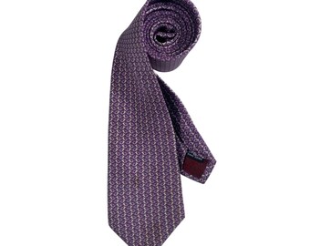 Salvatore Ferragamo Silk Tie: Purple Horn Print, Made in Italy Necktie
