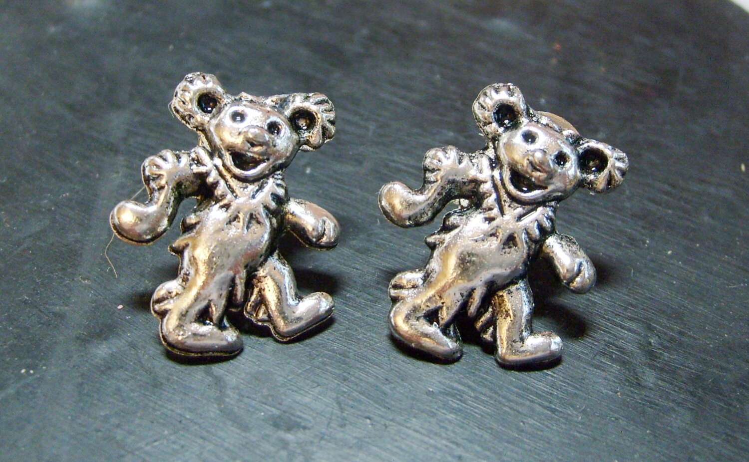 Dancing bear earring stud post earring ESO004 Soldered Etsy