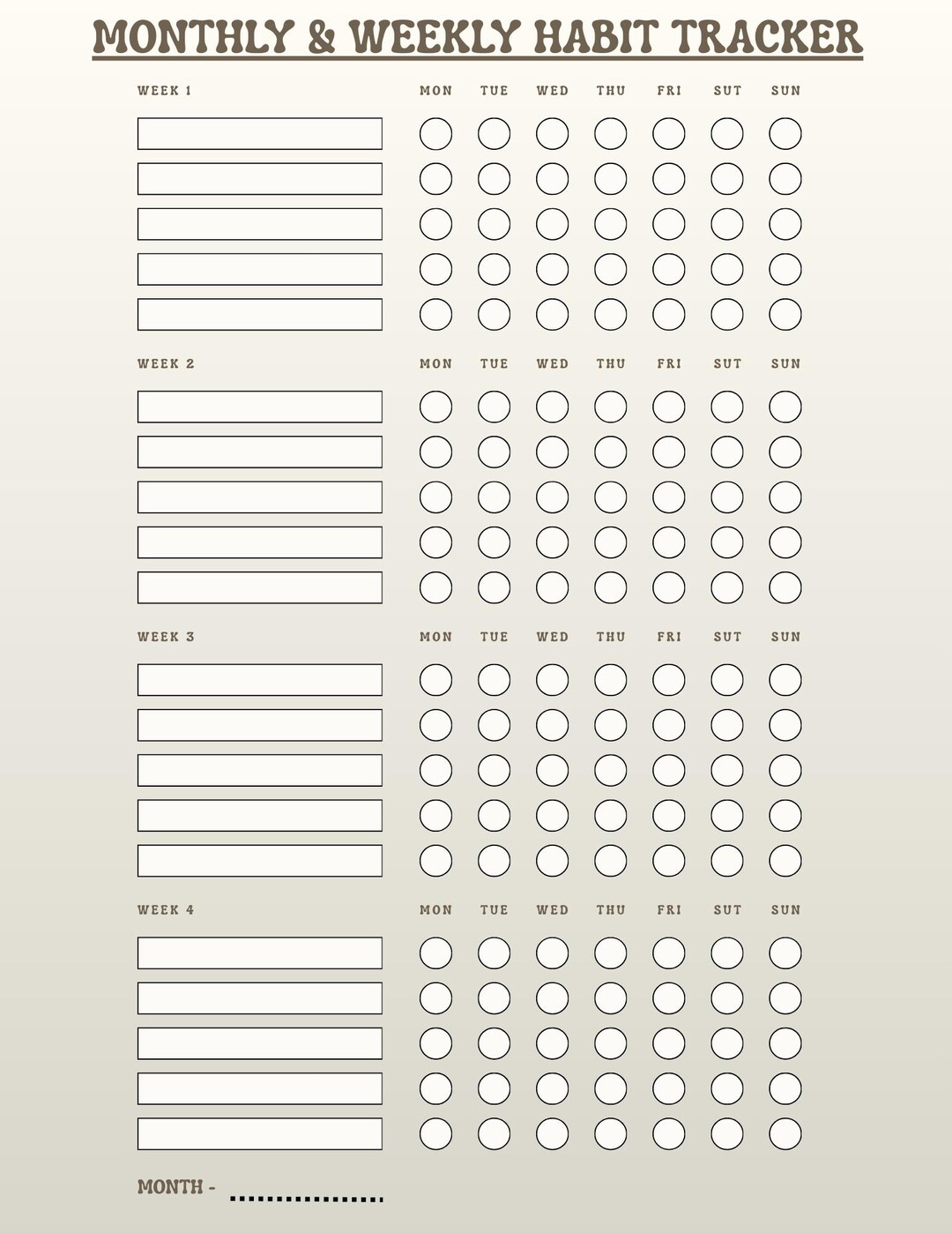 Monthly & Weekly Habit Tracker Printable | Minimal Habit Tracker PDF ...