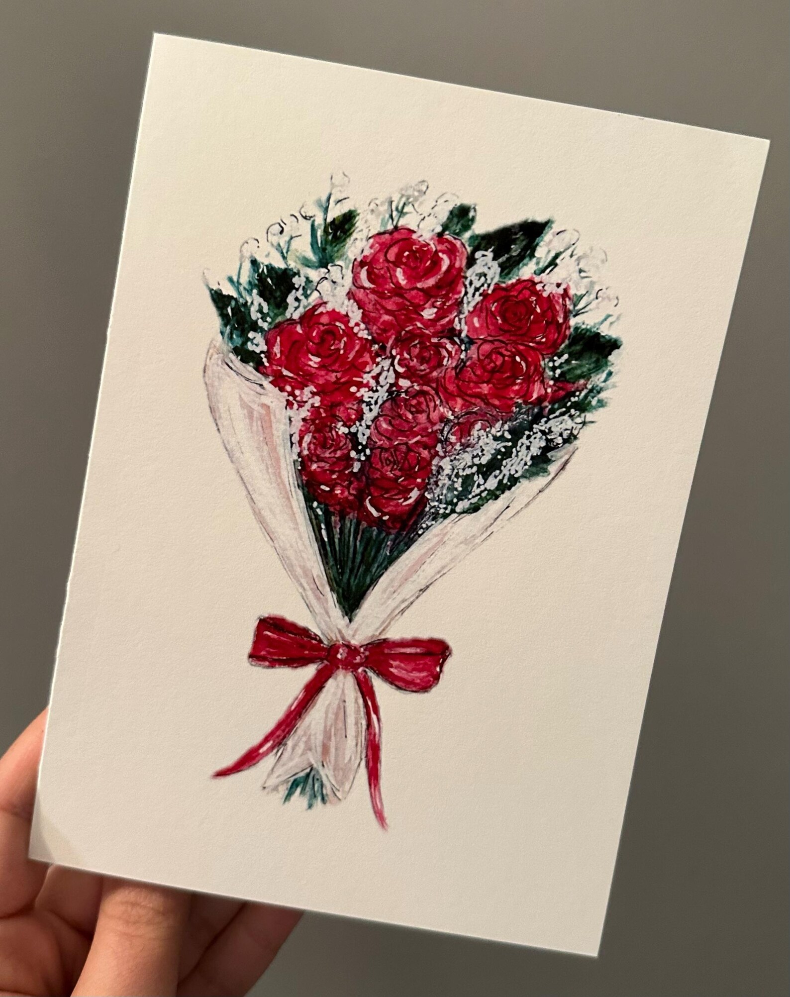Hand Painted Watercolor Print_rose Bouquet - Etsy