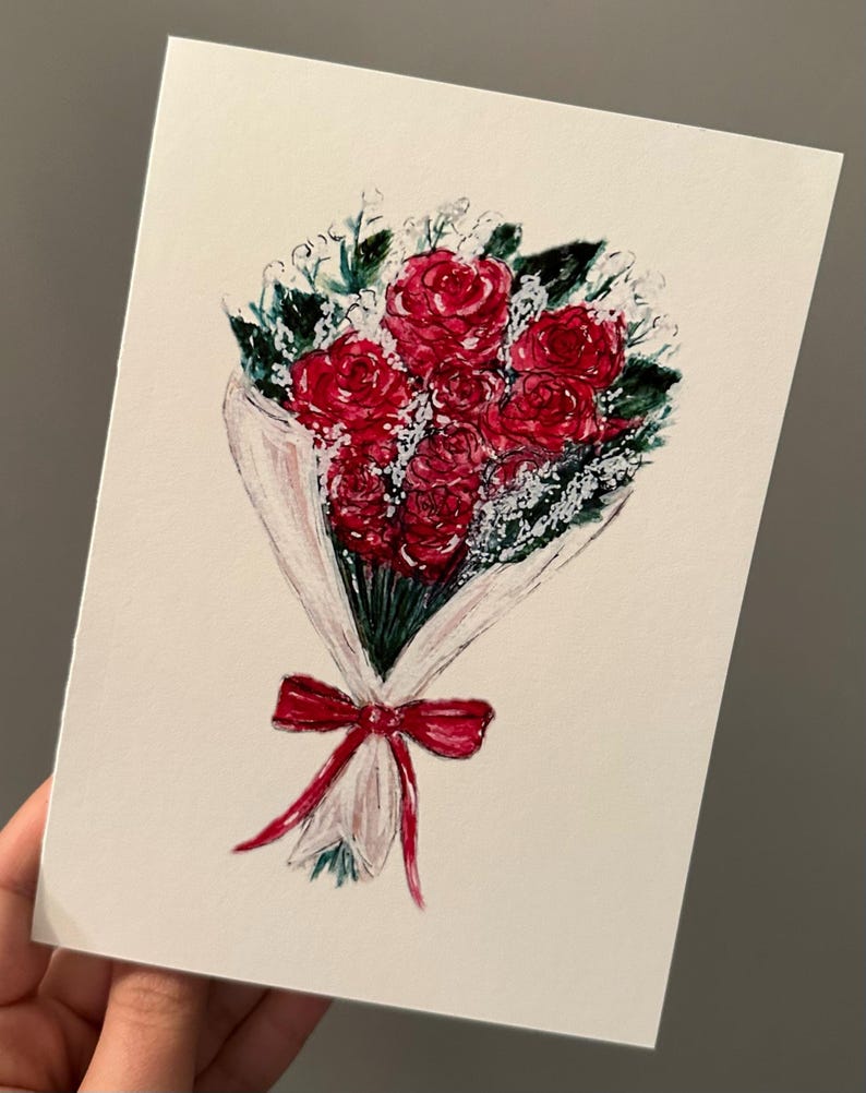 Hand Painted Watercolor Print_rose Bouquet - Etsy