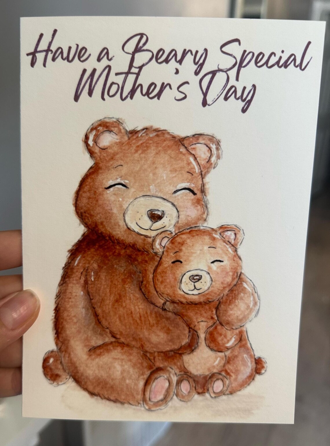 Hand Painted Watercolor Mother's Day Card Print With Added Text - Etsy