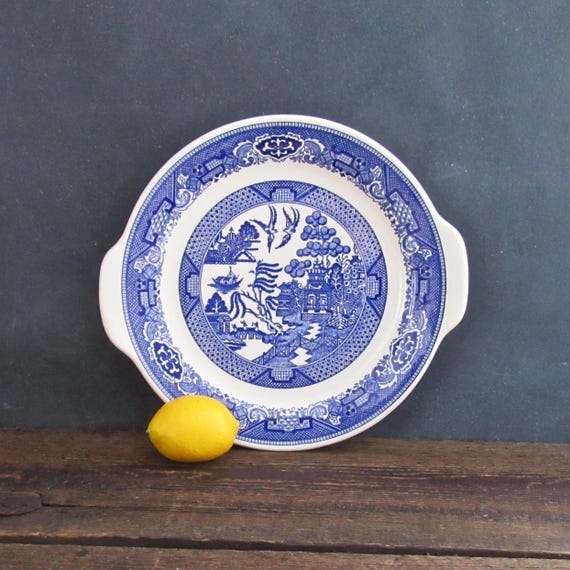 vintage blue willow ware royal china cake plate dessert | etsy