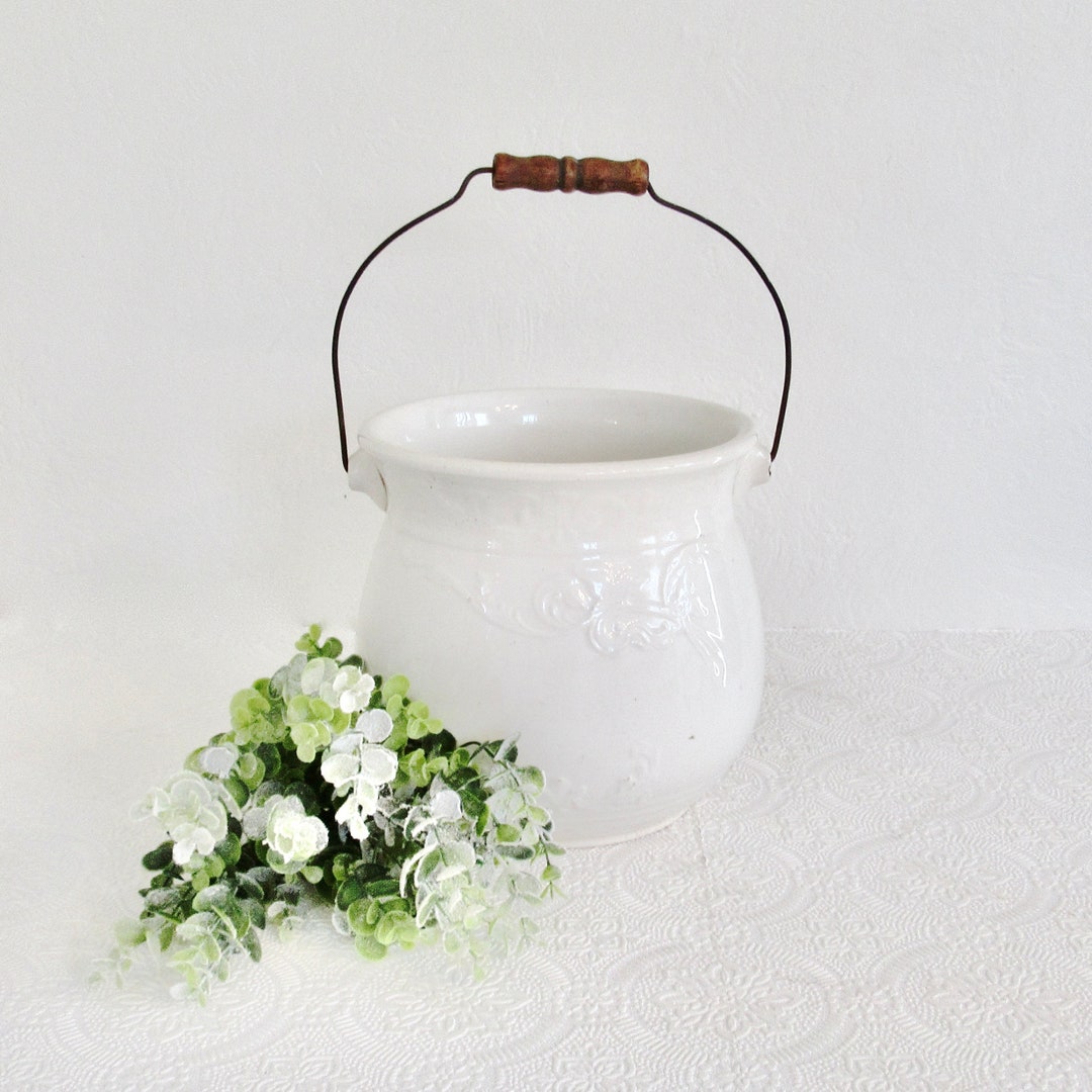 Antique Ironstone Slop Bucket With Wire Bale and Wooden Etsy