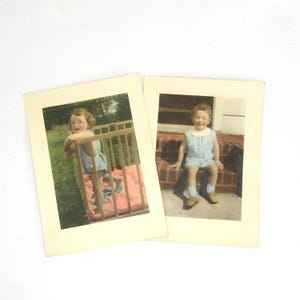 Vintage Toddler Photo Collection Hand Colored 1930-40s Children&#39;s Portraits, Collage Ephemera Portrait Set, Children&#39;s Photos