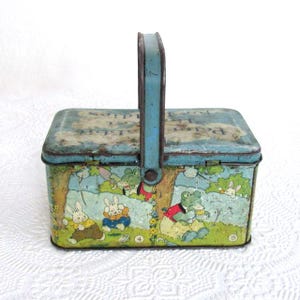 Antique Peter Rabbit Basket for Kiddies, Litho on Tin Candy Container ...