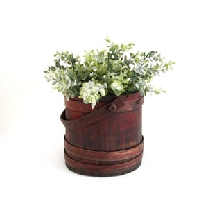 Authentic Antique Wooden Firkin Bucket – Vintage Sugar Bucket with Rustic Farmhouse Charm, Perfect Rustic Decor, Storage, or Planter