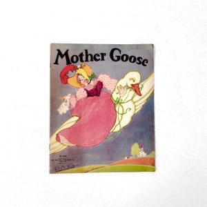 Vintage Mother Goose by Fern Bisel Peat, Large 12.5” x 10” Illustrated Nursery Rhymes,Art Deco Era Children’s Book,Collectible Illustrations