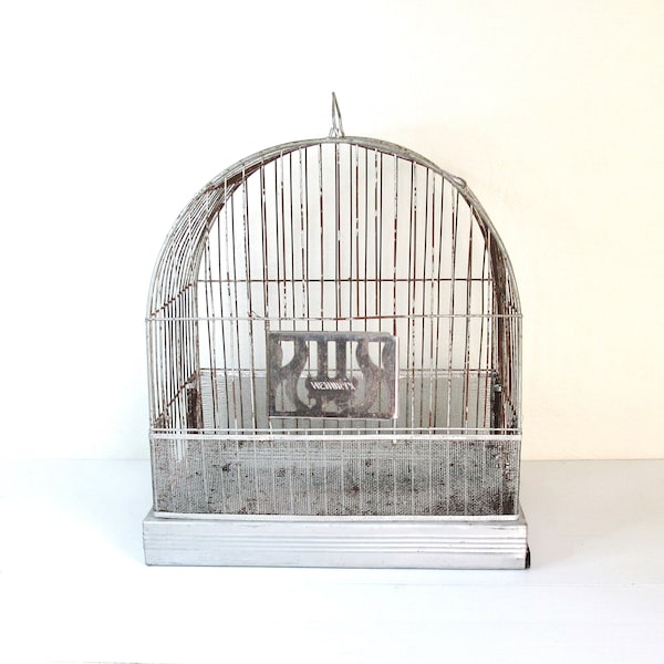 Vintage Hendryx Bird Cage: Rustic Metal Cage with True Vintage Charm; Perfect Decor for Weddings or Home, Adds Timeless Beauty to Any Space