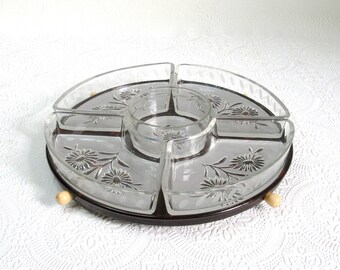 Vintage Art Deco Lazy Susan by Kreutz,Rotary Relish Serving Dish with Bakelite Tray (1930s), Made in Germany,Art Deco Decor,Vintage Bar Ware