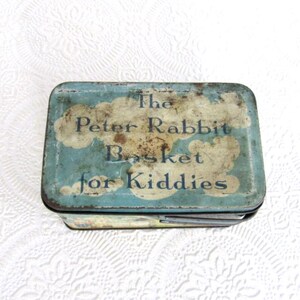 Antique Peter Rabbit Basket for Kiddies, Litho on Tin Candy Container ...