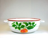 Enamelware Stenciled Bowl with  Fruit Design