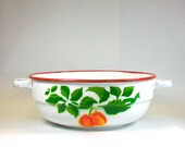 Enamelware Stenciled Bowl with  Fruit Design