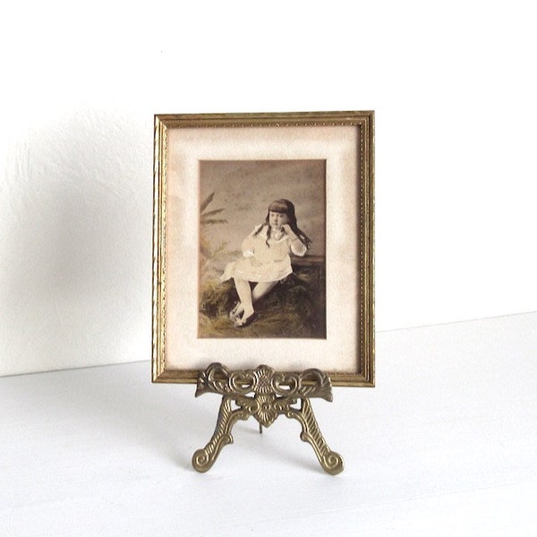 Vintage Victorian Photo in Frame, Victorian Little Girl Named Ida, Vintage Hand Tinted Photo in Frame, Victorian Wall Art, Instant Ancestors