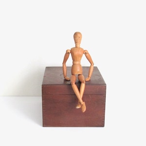 Vintage Wooden Document File Box with Dovetail Joints, Office Storage Organizer, Retro Desk Decor, Craft Supply Box, Stash or Keepsake Chest