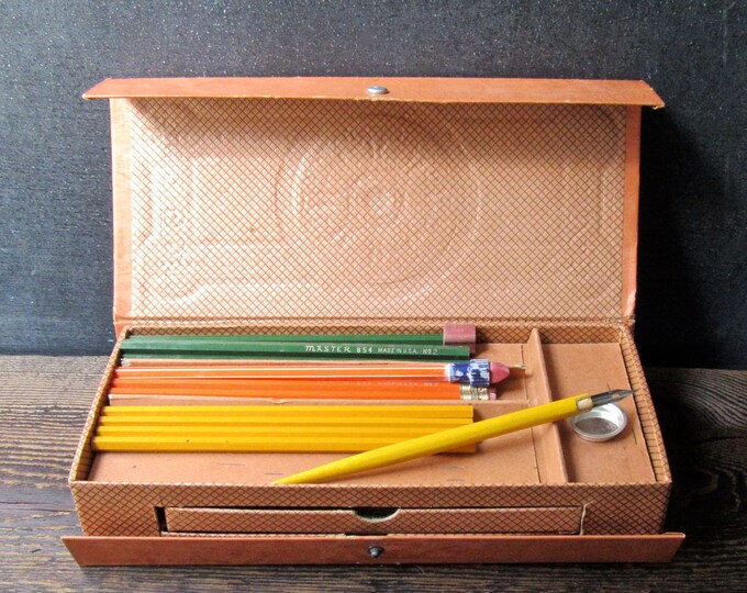 Vintage Pencil Case, Art Supply Box, Back to School, Pencil Box Vintage