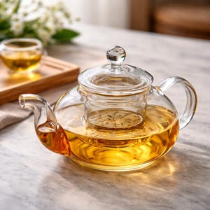 Clear Borosilicate Glass Teapot with Infuser, Loose Leaf Tea Maker (400ml-1000ml)