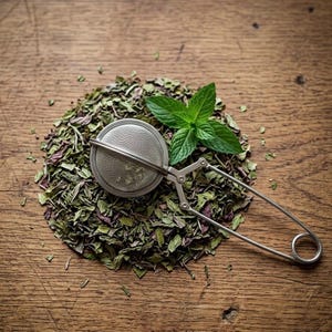 Infusor de chá em aço inoxidável com alça, coador para chá a granel, filtro reutilizável